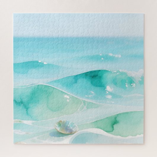 Turquoise Oceaan Golf Schelp Legpuzzel (Verticaal)