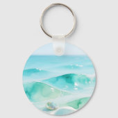 Turquoise Oceaan Golf Schelp Sleutelhanger (Achterkant)