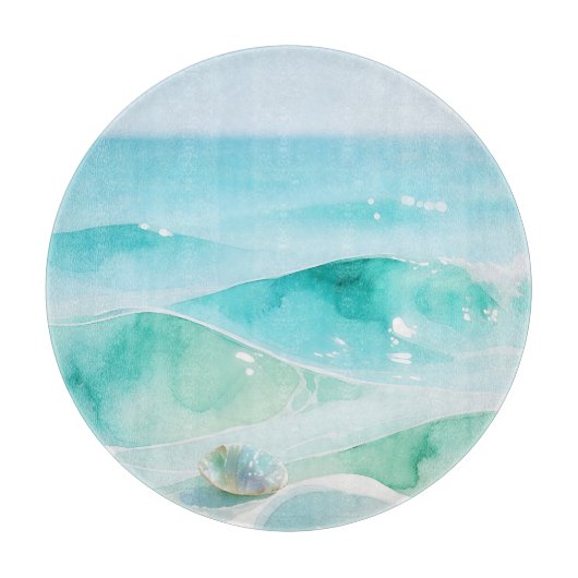Turquoise Oceaan Golf Schelp Snijplank (Voorkant)