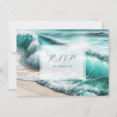 Turquoise oceaan golven bruiloft RSVP Save The Date (Voorkant)