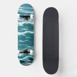 Turquoise Oceaan Golven Ruw Branding Persoonlijk Skateboard