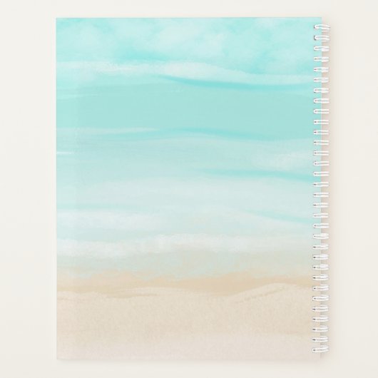Turquoise Oceaan Lucht en Zand Minimalistische Str Planner (Achterkant)