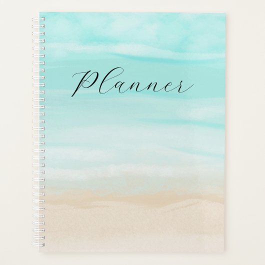 Turquoise Oceaan Lucht en Zand Minimalistische Str Planner (Voorkant)