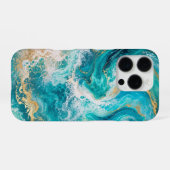 Turquoise Oceaan Marmer iPhone 16 Pro Hoesje (Achterkant horizontaal)