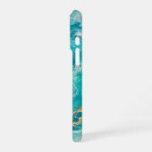 Turquoise Oceaan Marmer iPhone 16 Pro Hoesje (Linkerkant)