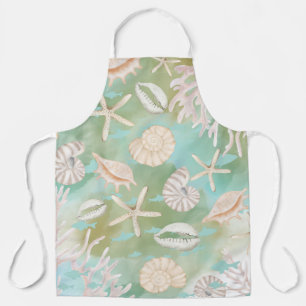 Turquoise Oceaan Schelpen Strand Patroon Schort
