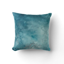 turquoise oceaan Waterverf Abstract Sierkussen