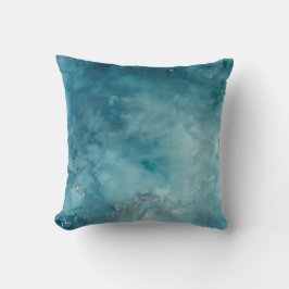 turquoise oceaan Waterverf Abstract Sierkussen