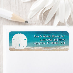 Turquoise Oceaan Zanddollar Retouradres Etiket