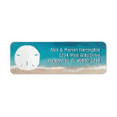 Turquoise Oceaan Zanddollar Retouradres Etiket (Voorkant)