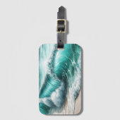 Turquoise oceaangolf op zandstrand bagagelabel (Voorkant (verticaal))