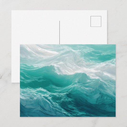 Turquoise Oceaangolven Abstracte Droom  Briefkaart (Voorkant / Achterkant)