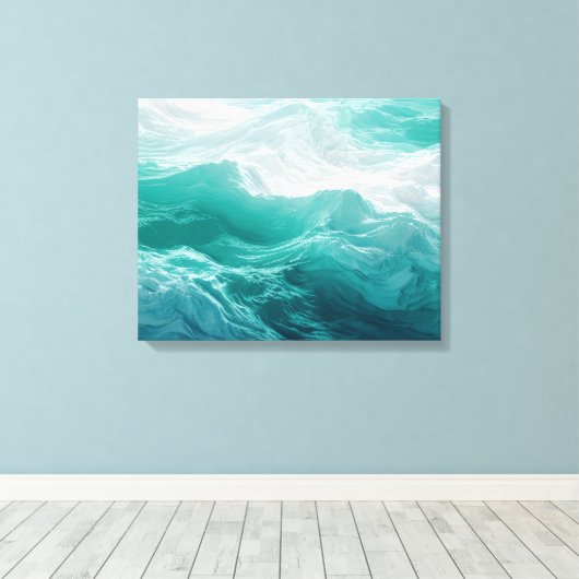 Turquoise Oceaangolven Abstracte Droom  Canvas Afdruk (Insitu (Houten vloer))