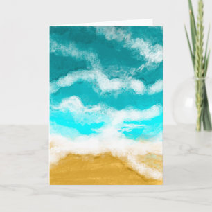 Turquoise oceaangolven kust leeg kaart