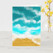 Turquoise oceaangolven kust leeg kaart (Gele Bloem)