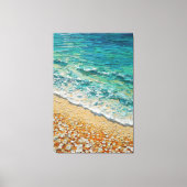 Turquoise Oceaangolven met Zandige Kust Textuur Canvas Afdruk (Voorkant)