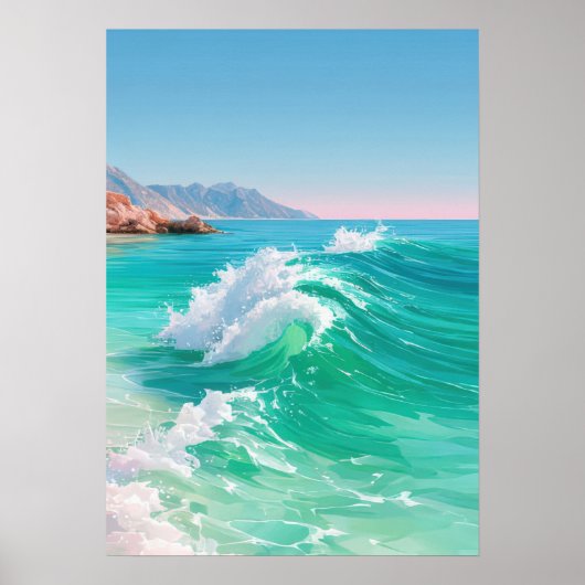 Turquoise oceaangolven poster (Voorkant)