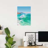 Turquoise oceaangolven poster (Thuiskantoor)