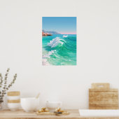 Turquoise oceaangolven poster (Keuken)