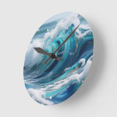 Turquoise Oceaangoolf Gouden Werveling Ronde Klok (Hoek)
