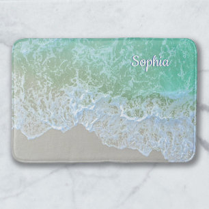 Turquoise Oceaangoolf, Personaliseer naam of monog Badmat