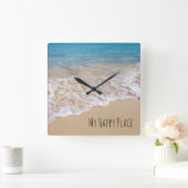 Turquoise oceaanstrand met surf vierkante klok (Huis)