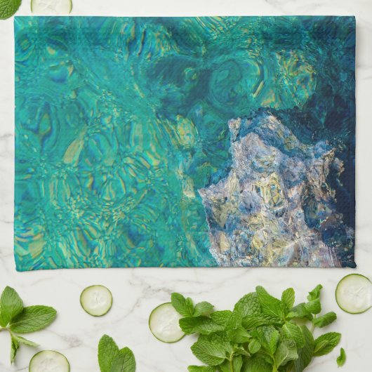 Turquoise oceaanwater theedoek (Gevouwen)