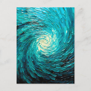 Turquoise Oceaanwervel Abstract Feestdagenkaart