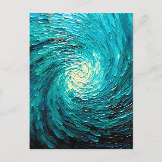 Turquoise Oceaanwervel Abstract Feestdagenkaart (Voorkant)