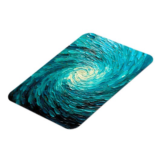 Turquoise Oceaanwervel Abstract Magneet (Linkerzijde)