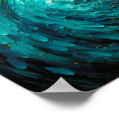 Turquoise Oceaanwervel Abstract Poster (Hoek)