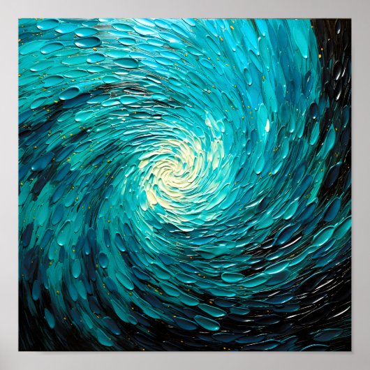 Turquoise Oceaanwervel Abstract Poster (Voorkant)