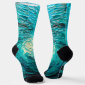 Turquoise Oceaanwervel Abstract Sokken (Gebogen)