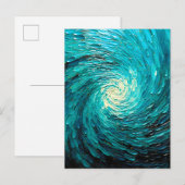 Turquoise Oceaanwerveling Abstract Aankondigingskaart (Voorkant / Achterkant)