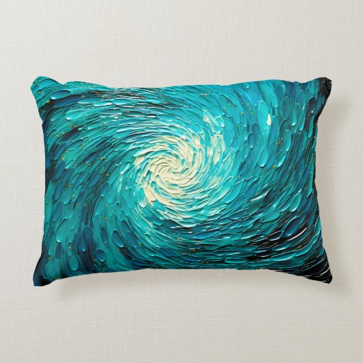 Turquoise Oceaanwerveling Abstract Accent Kussen (Voorkant)