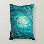 Turquoise Oceaanwerveling Abstract Accent Kussen (Voorkant(Verticaal))