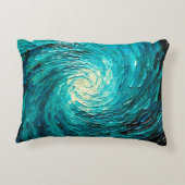 Turquoise Oceaanwerveling Abstract Accent Kussen (Achterkant)