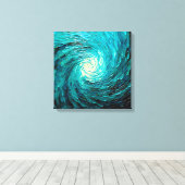 Turquoise Oceaanwerveling Abstract Canvas Afdruk (Insitu (Houten vloer))