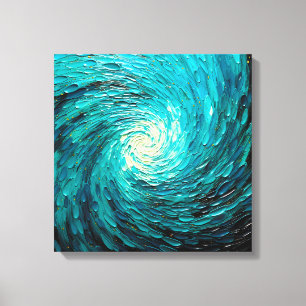 Turquoise Oceaanwerveling Abstract Canvas Afdruk
