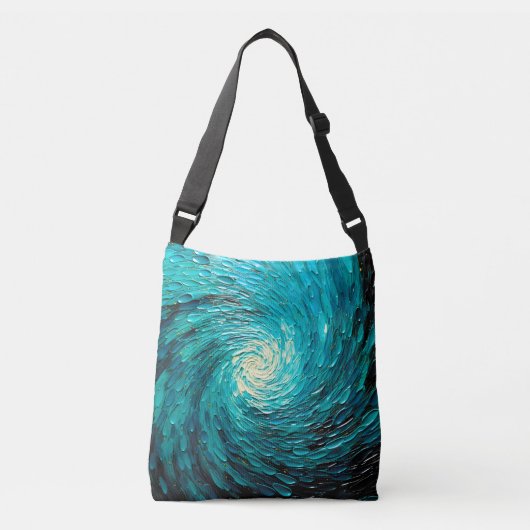 Turquoise Oceaanwerveling Abstract Crossbody Tas (Voorkant)
