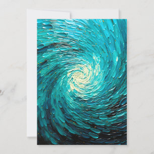 Turquoise Oceaanwerveling Abstract Feestdagenkaart
