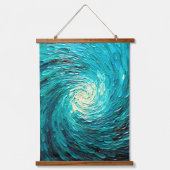 Turquoise Oceaanwerveling Abstract Hangend Wandkleed (Voorkant)