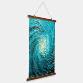 Turquoise Oceaanwerveling Abstract Hangend Wandkleed (Gebogen)