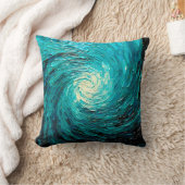 Turquoise Oceaanwerveling Abstract Kussen (Deken)
