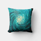 Turquoise Oceaanwerveling Abstract Kussen (Voorkant)