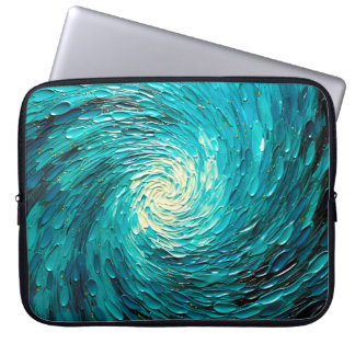 Turquoise Oceaanwerveling Abstract Laptop Sleeve
