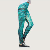 Turquoise Oceaanwerveling Abstract Leggings (Rechts)