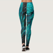 Turquoise Oceaanwerveling Abstract Leggings (Achterkant)