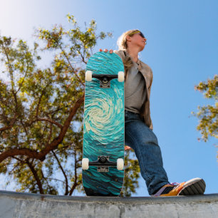 Turquoise Oceaanwerveling Abstract Persoonlijk Skateboard