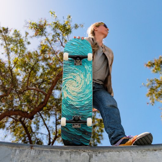 Turquoise Oceaanwerveling Abstract Persoonlijk Skateboard (Buiten 1)